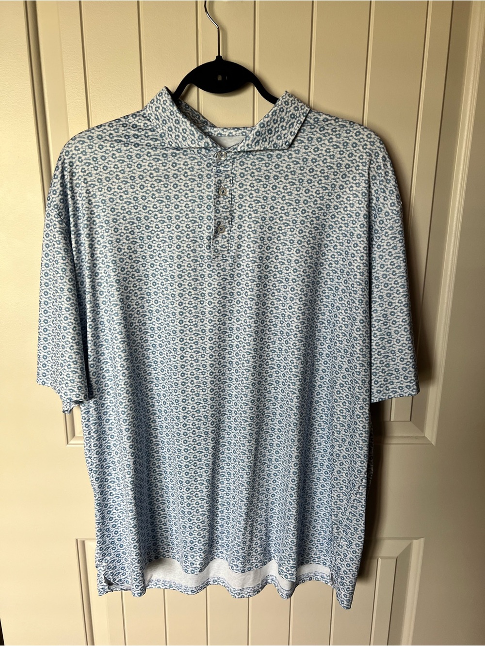 Men's Light Blue Patterned Polo Shirt